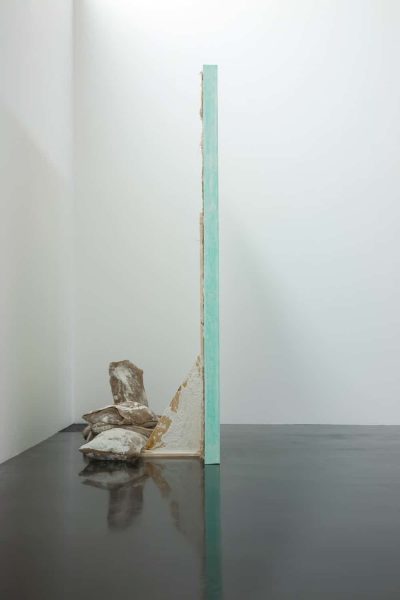 Untitled (Slabs), 2012, plaster, wire, timber, hessian, colouring pencil, dimensions variable