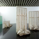 Untitled (Slabs), 2012, plaster, wire, timber, hessian, colouring pencil, dimensions variable