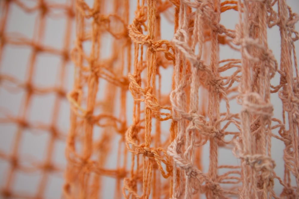 Untitled (Bouquet), 2012, cotton yarn, artist made flower dye, 700 x 250cm