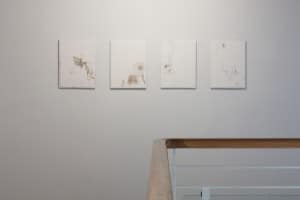 Untitled (Bruises), 2011, plaster, lace, coffee, cigarette ash, (each) 33 x 27cm