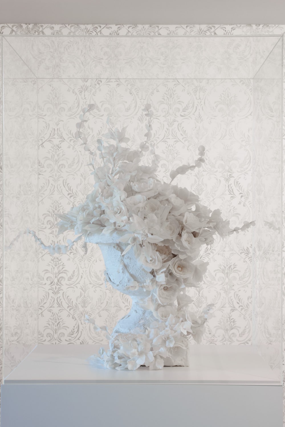 Untitled (Flowers), 2011, plaster, wire, chiffon, lace, bone, 83 x 55 x 55cm