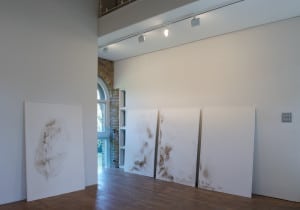Untitled (Somewhere Nowhere), 2011, plaster, hessian, lace, coffee, cigarette ash, (each) 150 x 100 x 3cm