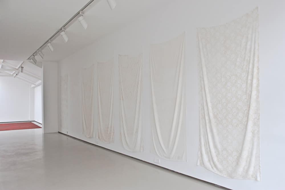 Untitled (Laces), 2010, chiffon, bone, (each) 225 x 150cm
