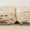 a recollection, 2014, portrait linen, bookboard, antique linens, (each) 37 x 27 x 6cm